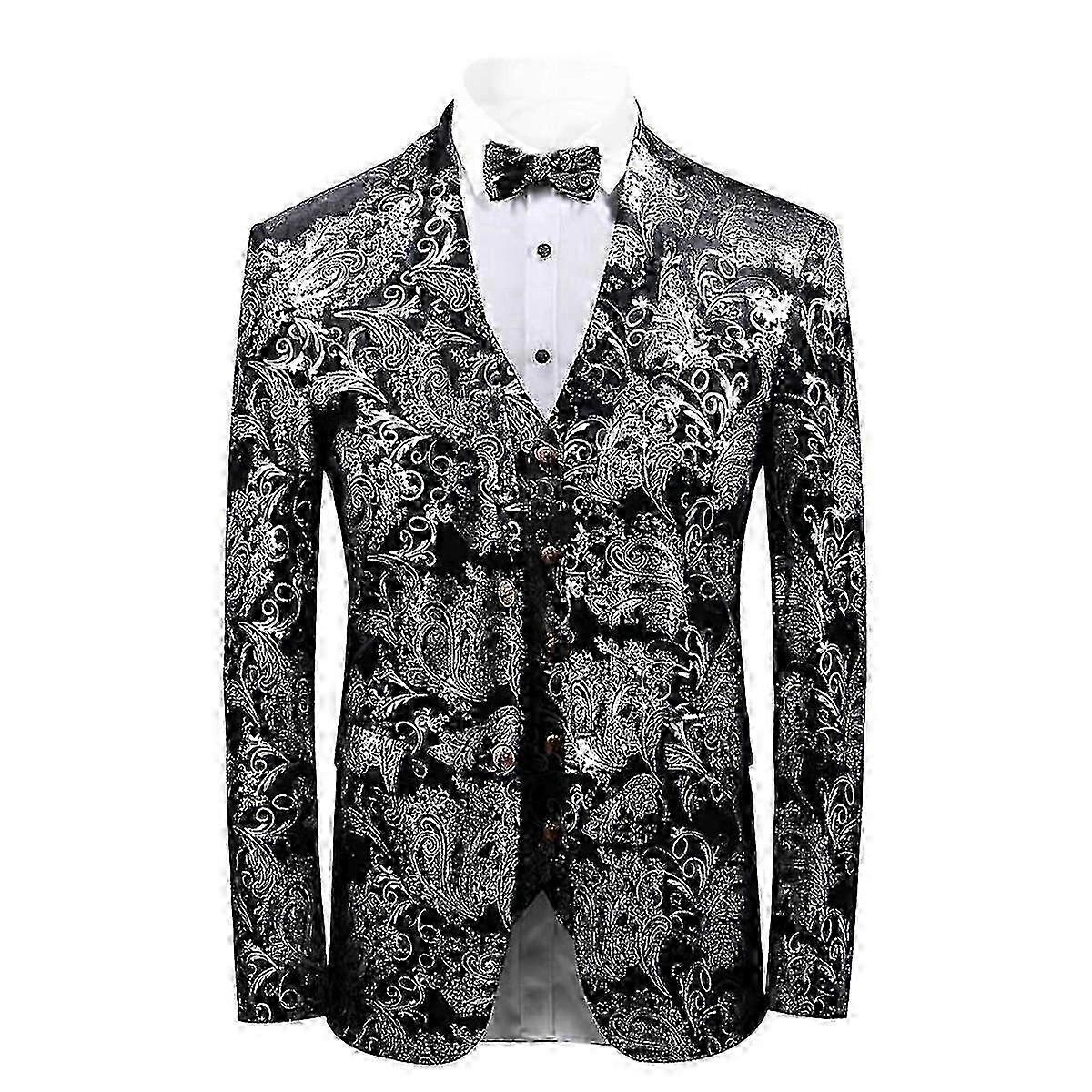 Blazer slim fit brillant pour homme à motif cachemire