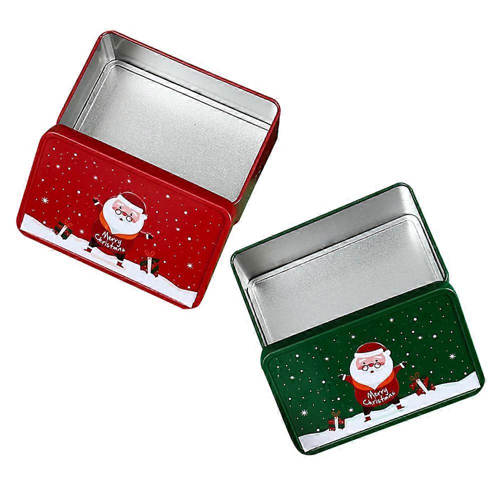 Versatile 2Pcs Candy Tins With Lids Designed For Christmas Packaging And Office Use Crafted From Durable Metal Material