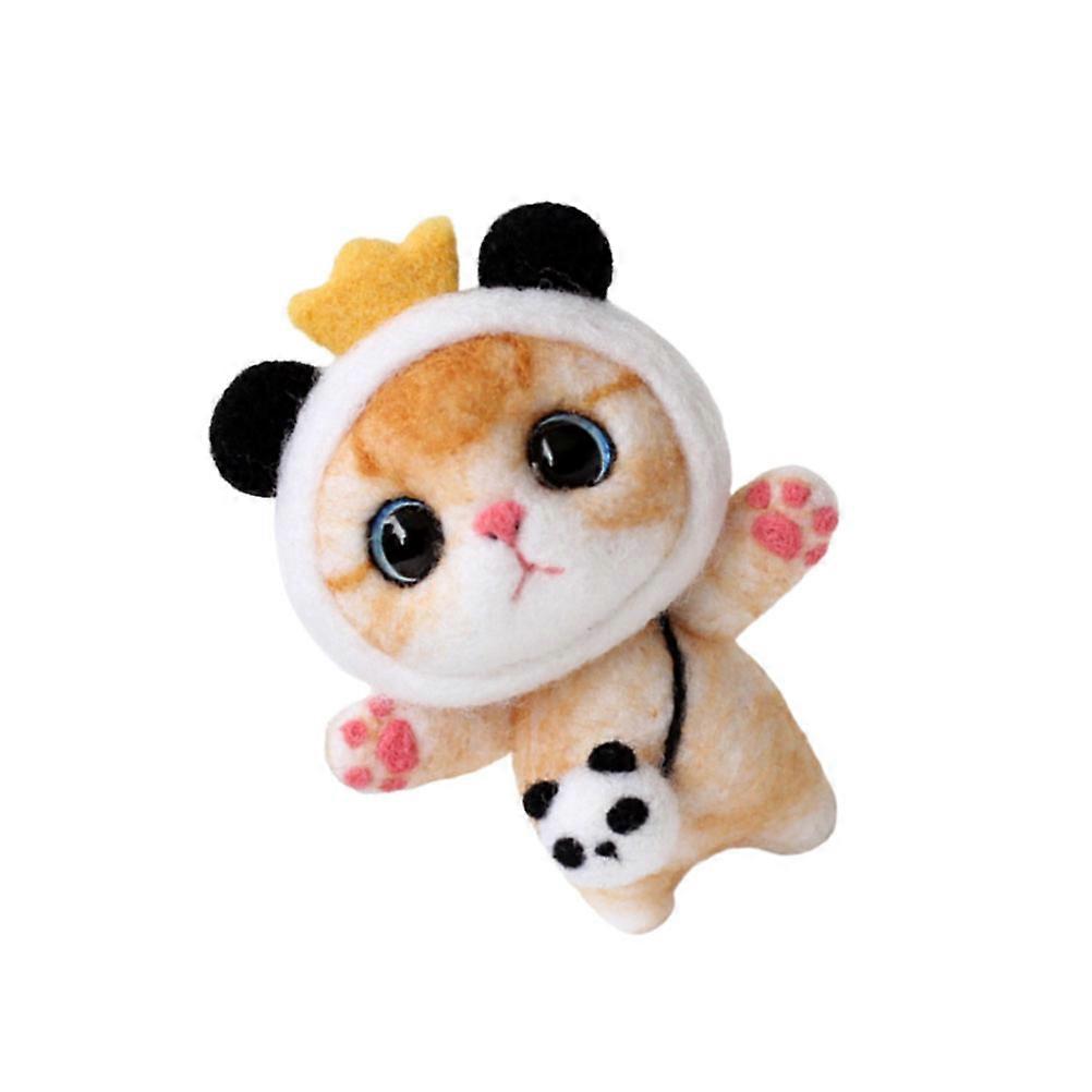 Needling Felting Kit Cartoon Cat Plush Doll for DIY Multi Color Wool