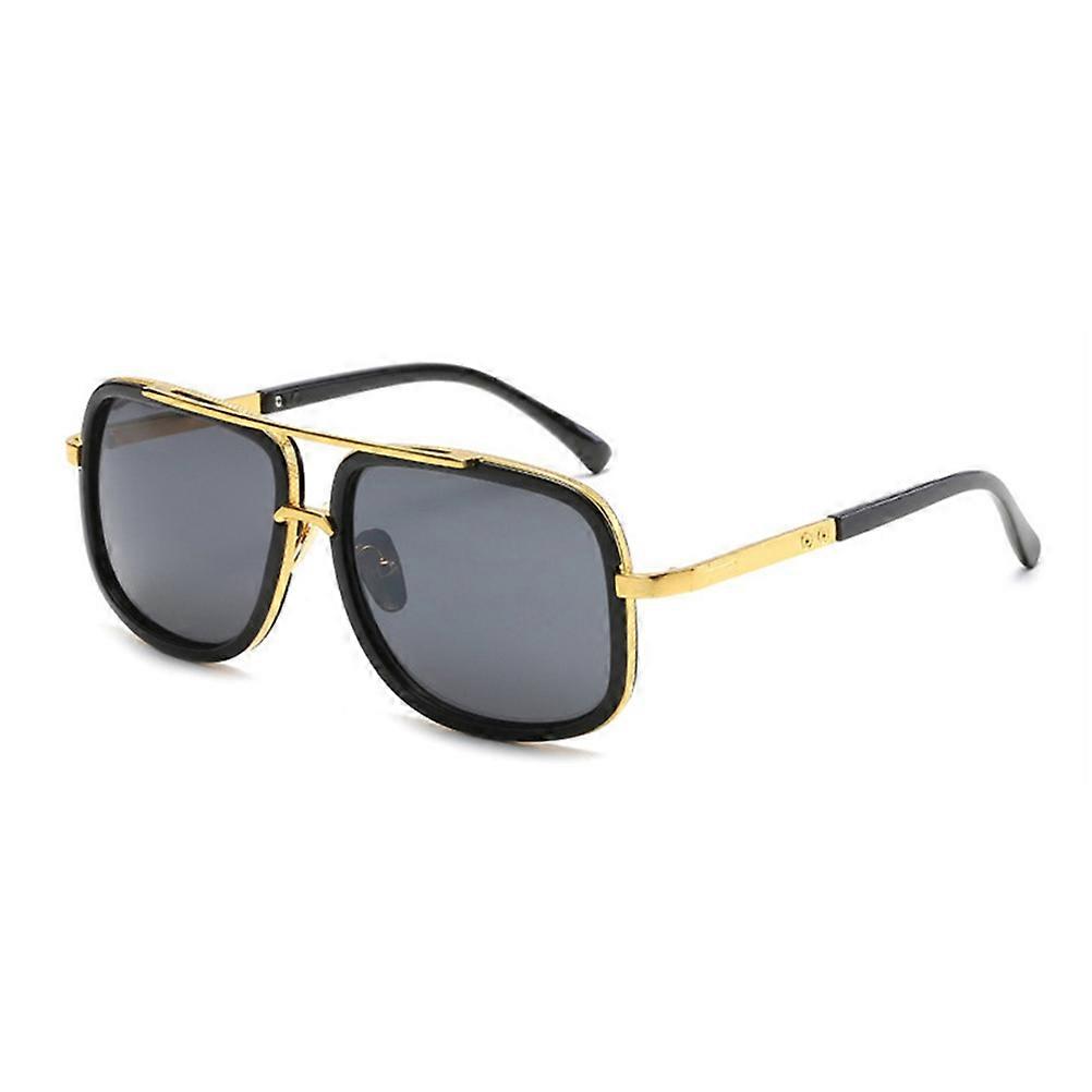 Unisex Square Mirror Sunglasses Metal Frame Flat Vintage 2pcs Women Men Glasses Black Frame with Grey Lens