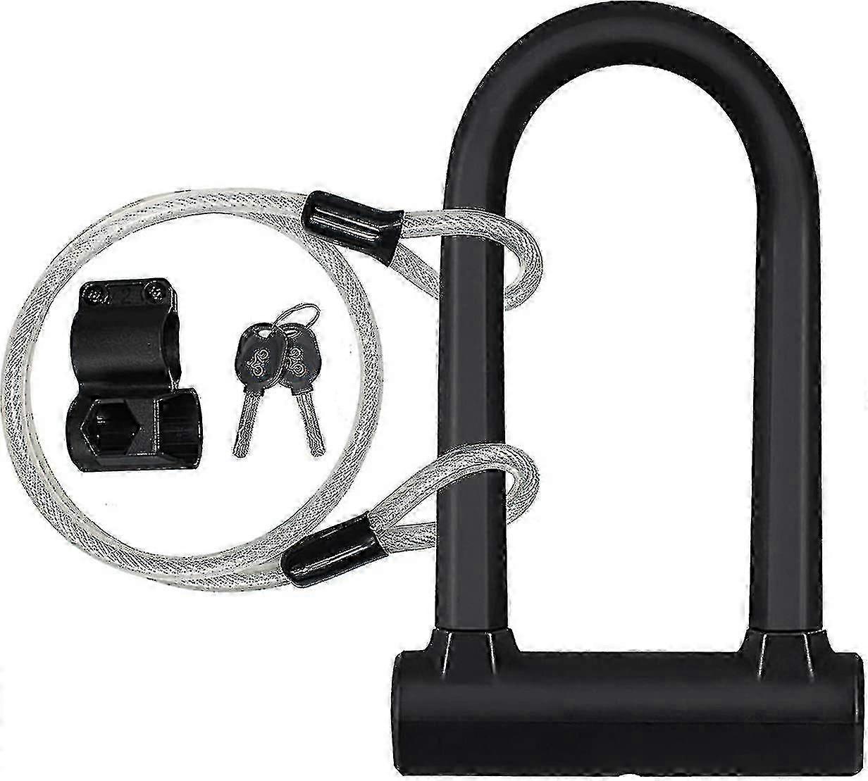 Bicycle Lock With Flexible Cable Lock And Mounting Bracket