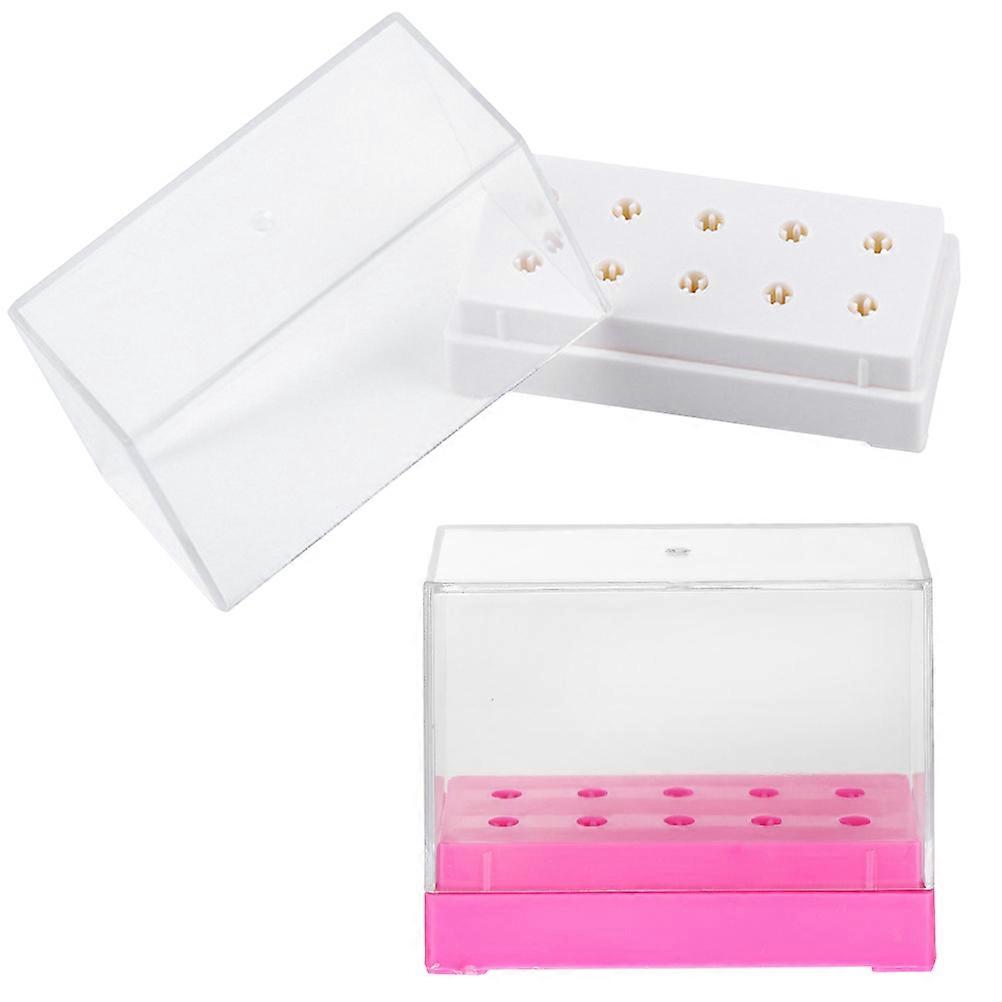 2pcs Simple Nail Drill Bits with Finishing Box for Nail Polishing Tool Storage Case in Nail Salon