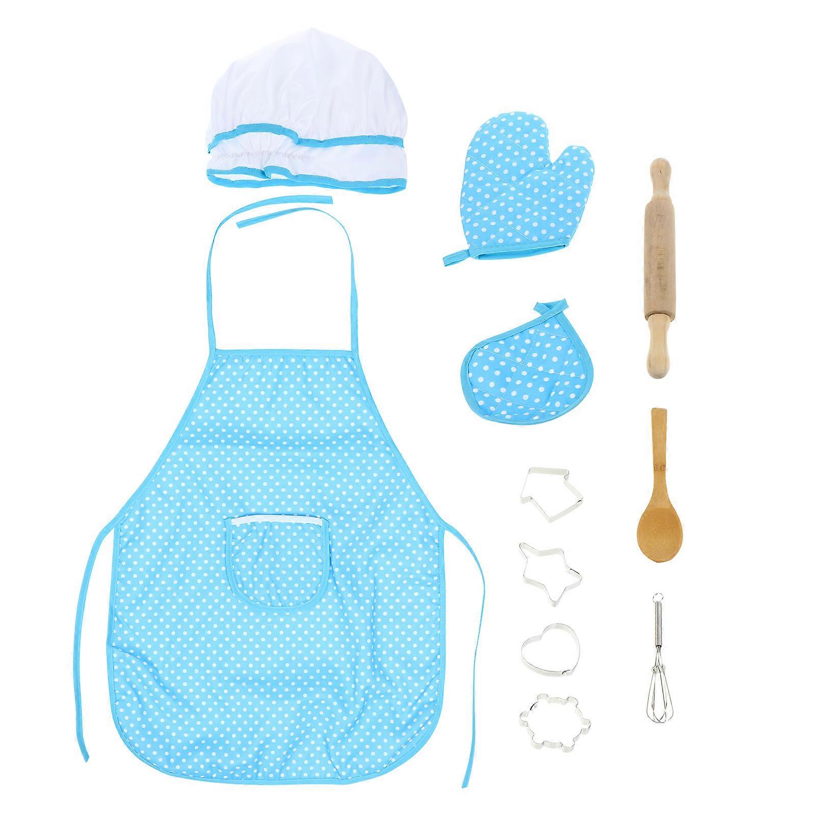 11Pcs Kids Kitchen Accessories Featuring Chef Pattern Aprons And Protective Sleeves For Children Suitable For Housework And Dining Occasions
