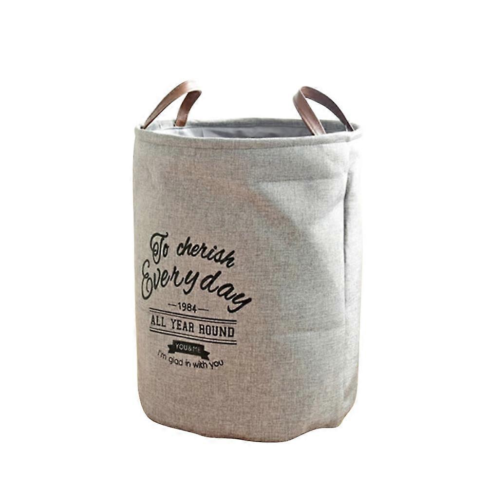 Foldable Laundry Basket with Dual Handles for Storing Clothes Toys and More in Grey Cotton and Linen 12.5x8x20 inches