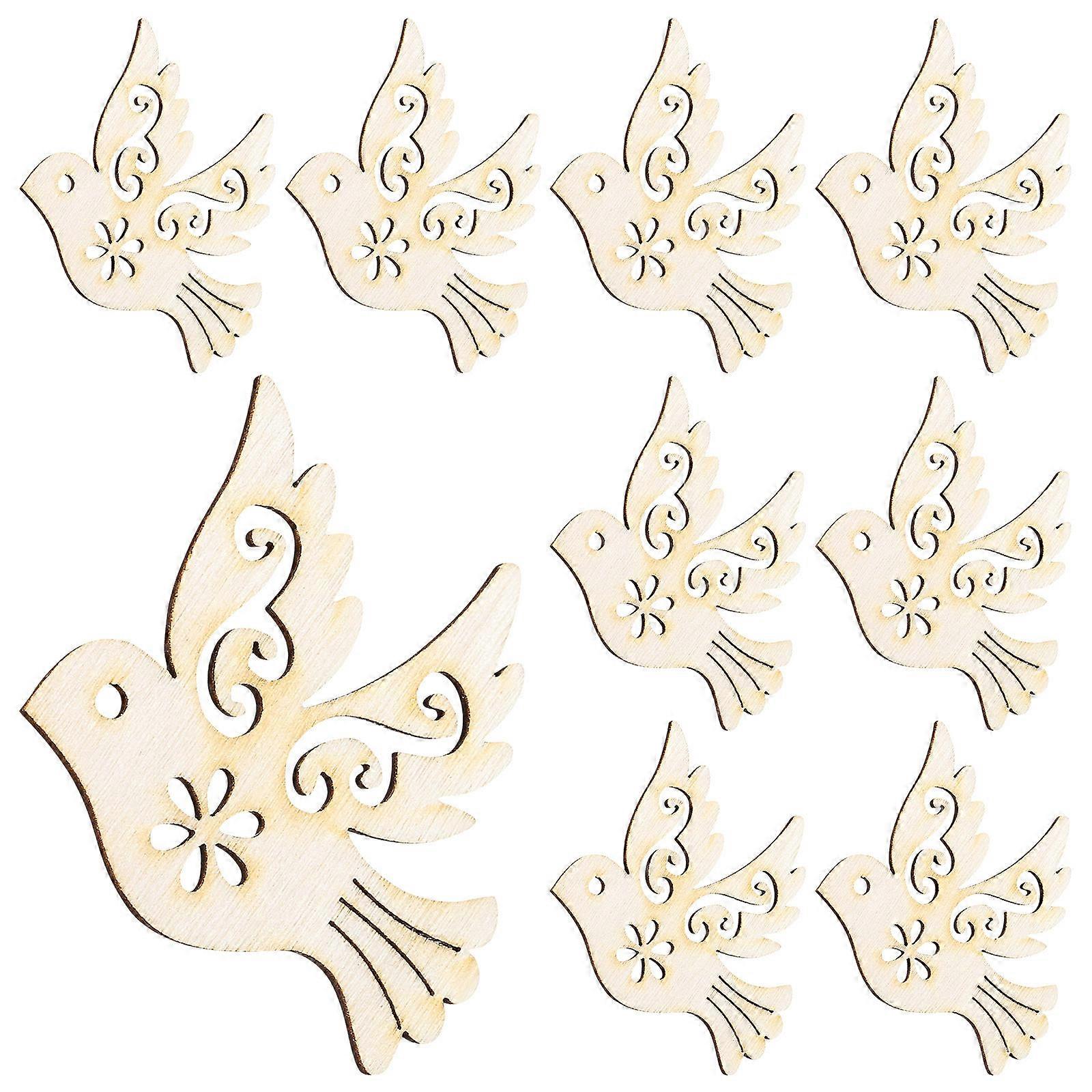Wooden Crafts 10Pcs Pigeon Shape Hanging Decorations For Home Ornaments 36X37Mm Essential For Creative DIY Projects