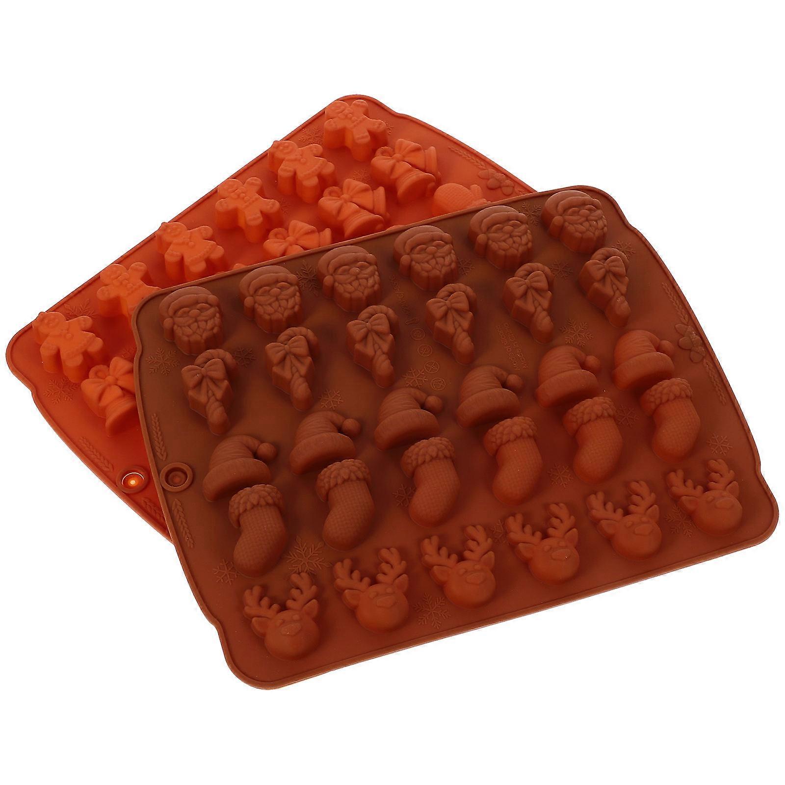 Christmas Silicone Candy Baking Molds Multi Functional DIY Chocolate & Cookie Mold Set, Non Stick Xmas Themed Moulds for Candy, Fondant & Pastry