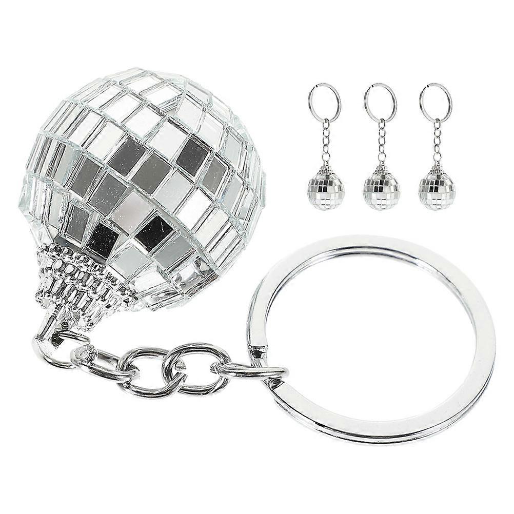 Disco Ball Pendant 4Pcs Keychain For Key Ring Decoration Great For Graduation Ceremony Unique 70s Disco Style