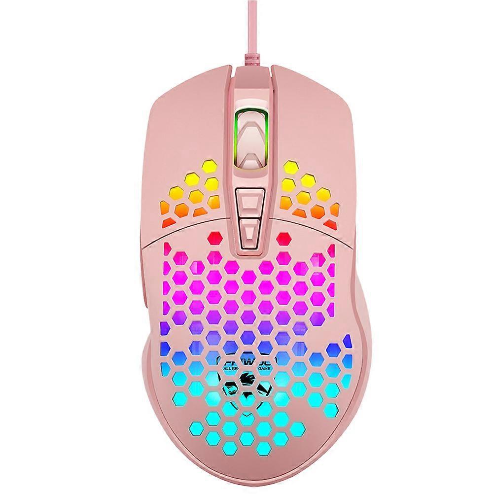 Cute Gaming Mouse Ergonomics Supported For Gamers Hollow-out Design Pink Color Photoelectric Resolution 2500dpi 1Pc