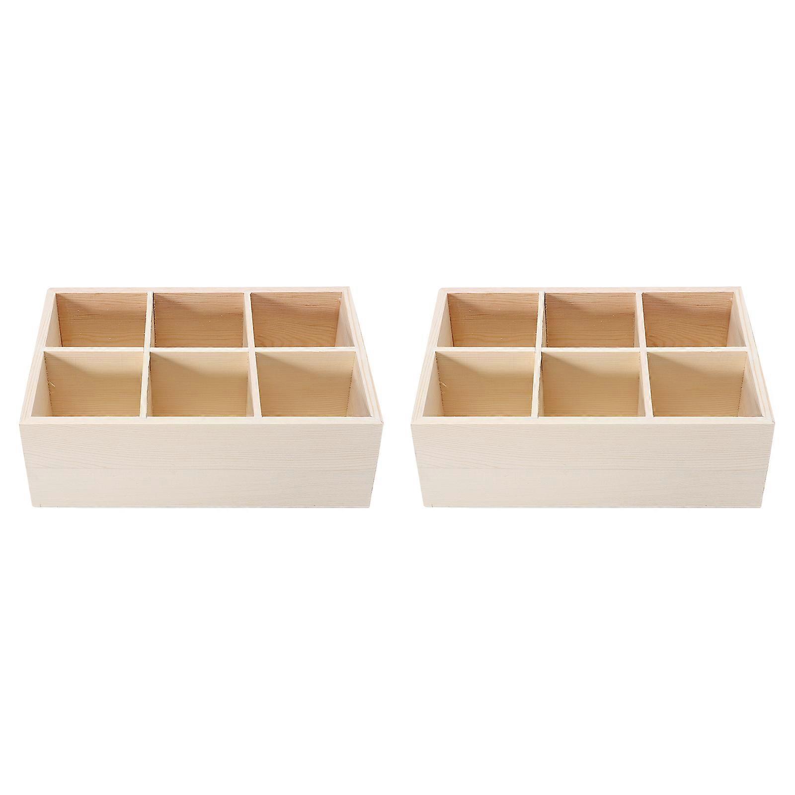 Stationery Storage Box 2Pcs Versatile Container For Home And Office Use Constructed From Wood