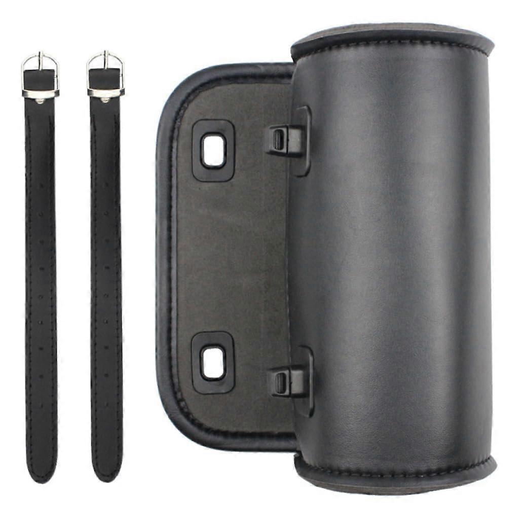 Motorcycle Fork Bag Leather Handlebar Tool Bag Sissy Bar Roll Storage Bag with 2 Straps, Universal