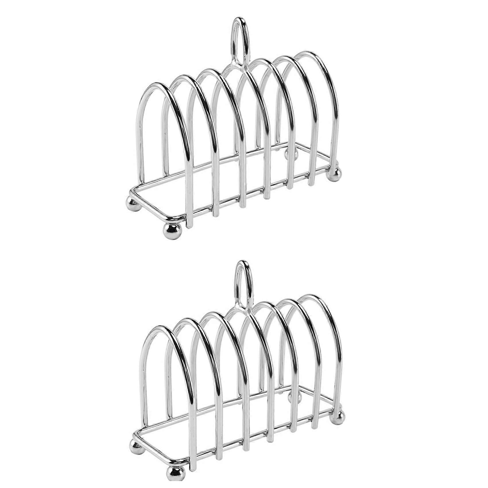2 x Toast Bread Stand 6 Slices Stainless Steel Toast Stand with Ball Feet and Carry Handle
