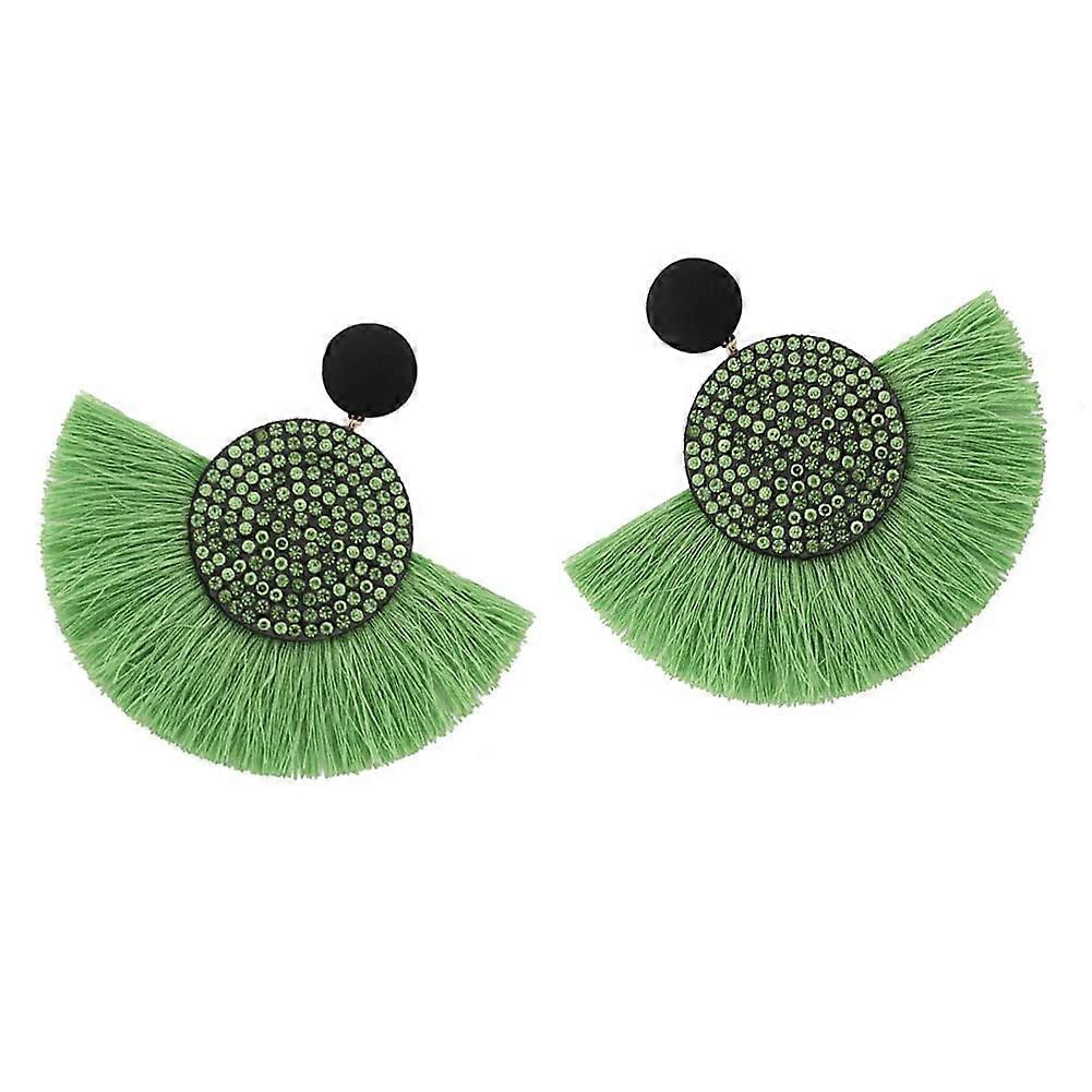 Bohemia Cummer Form Quaste Strass Inlay Earrings for Women (Green) Green
