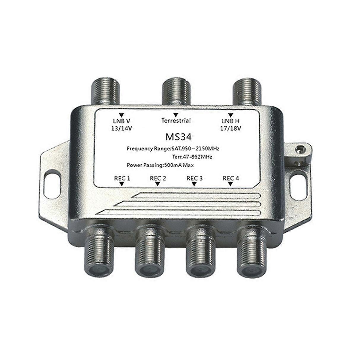 3 in 4 TV Satellite Splitter 3x4 Satellite MultiSwitch FTA LNB Switch MS34EZ for Cascade Satellite Separation