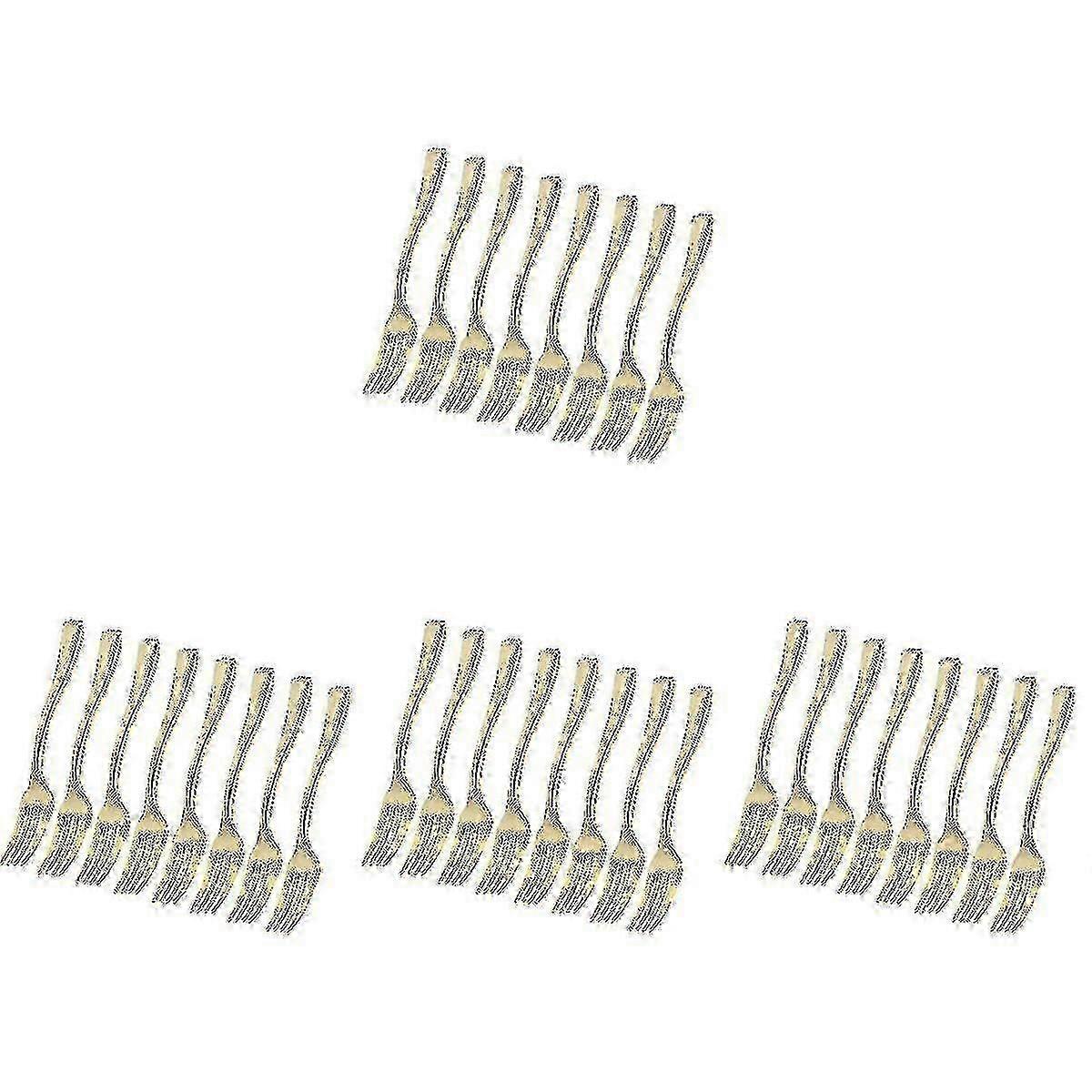 120 Pcs Disposable Mini Forks for Fruit Dessert Pudding Party (Golden)