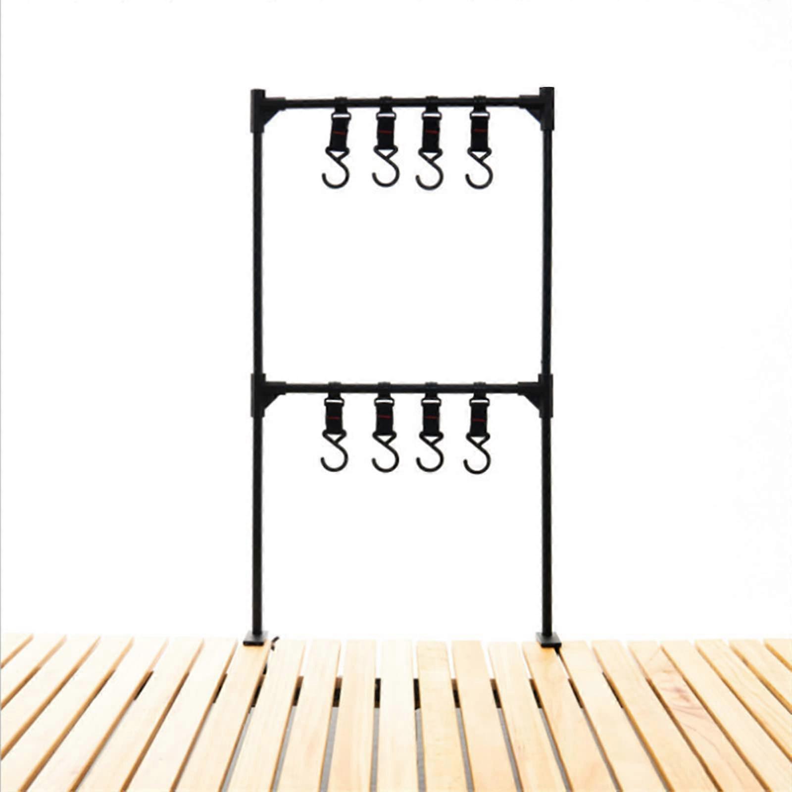 Hanging rack for cookware, multifunctional camping cookware stand with hooks for camping, grilling