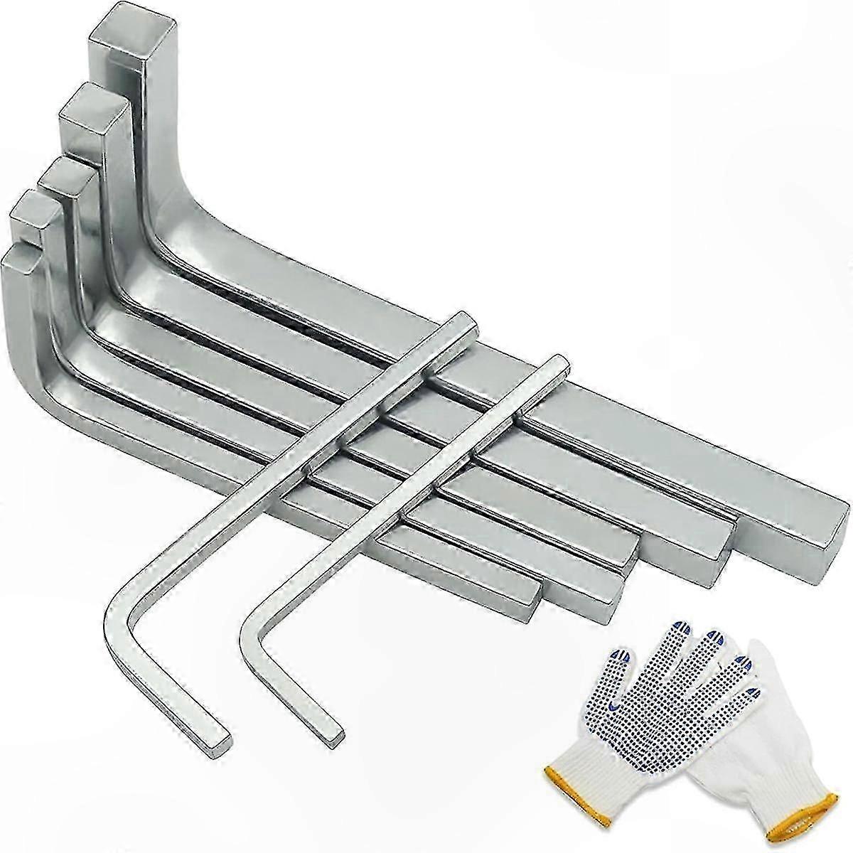Square Head Wrench Set - 7 Piece L-Shaped Tool Kit, Durable Chromium Vanadium Steel Construction for Versatile Use