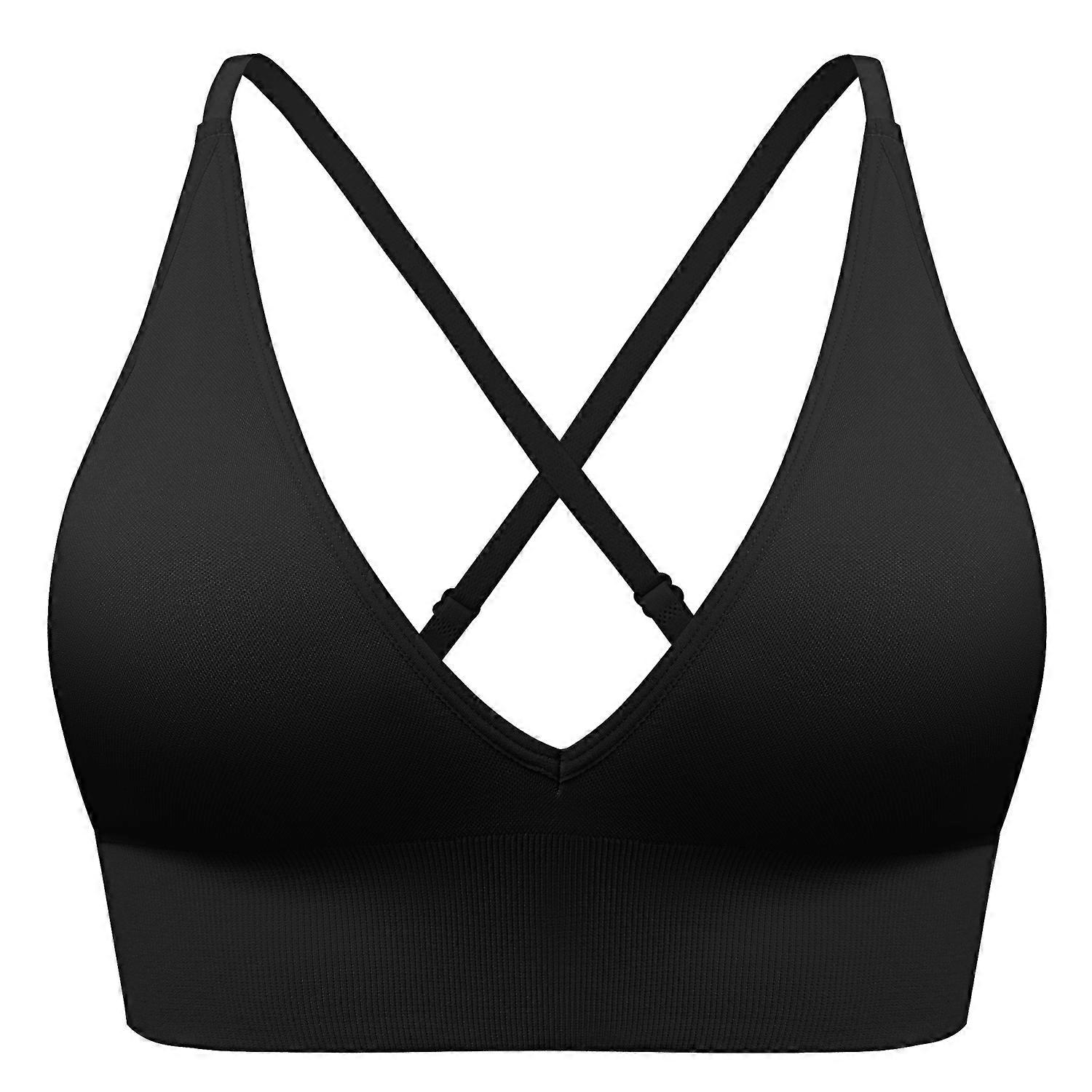 Sports Bras for Women Deep V Seamless Wirefree Removable Pads Comfort Sleep Bralette Workout Yoga Crop Top Bra