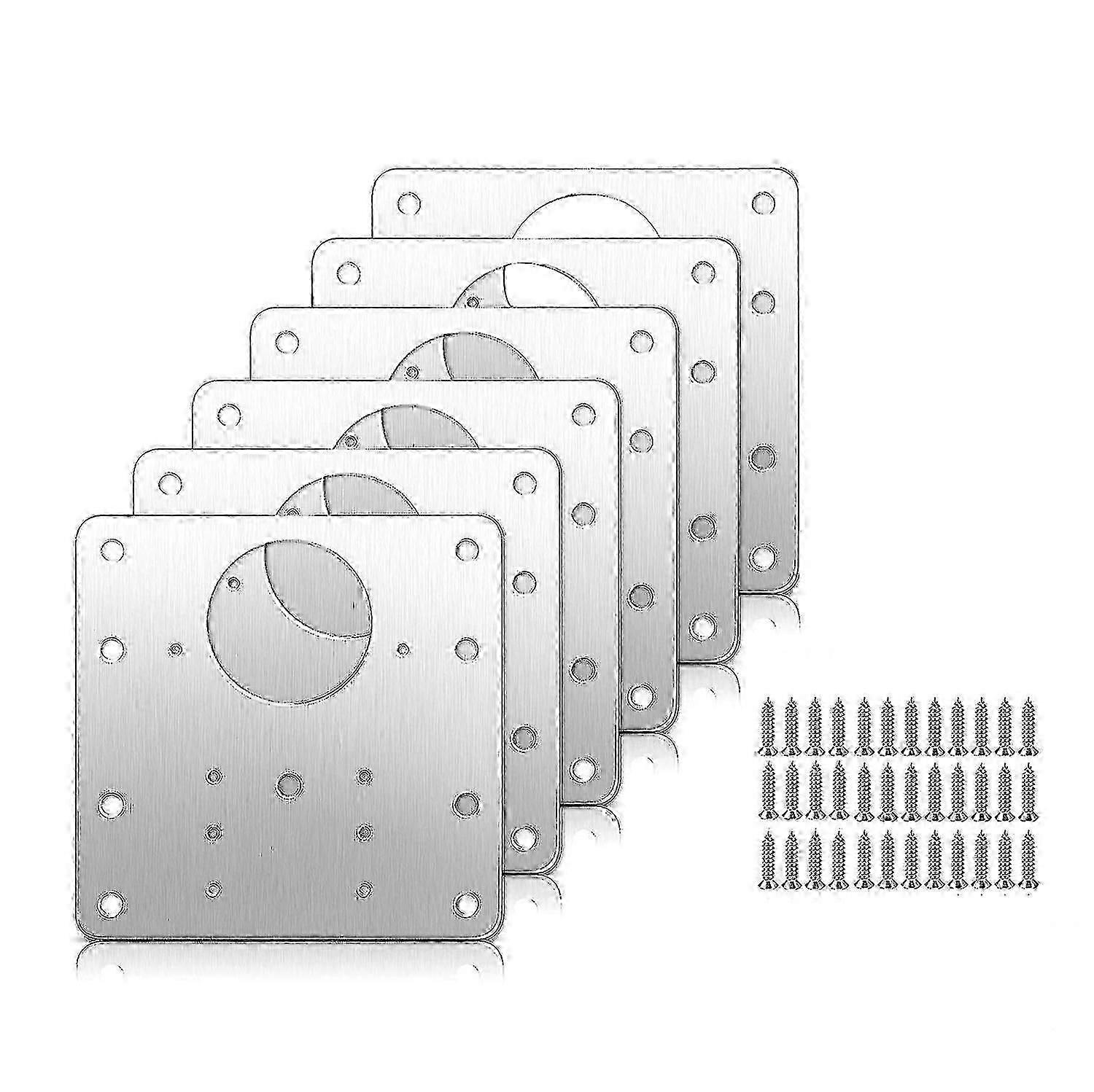6 Pcs Stainless Steel Cabinet Hinge Repair Plate Kit
