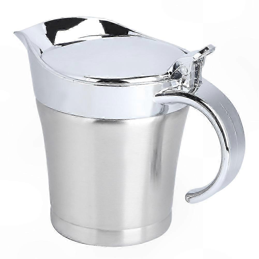 Double Layer Insulated Sauce Pot with 450ml Capacity for Gravy and Condiments Serving Jug for Kitchen Use Stainless Steel Construction
