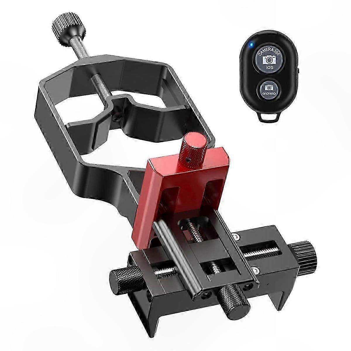 Universal Smartphone Telescope Adapter - 3-Axis Metal Mount & Holder for Spotting Scopes with Remote Control Accessory
