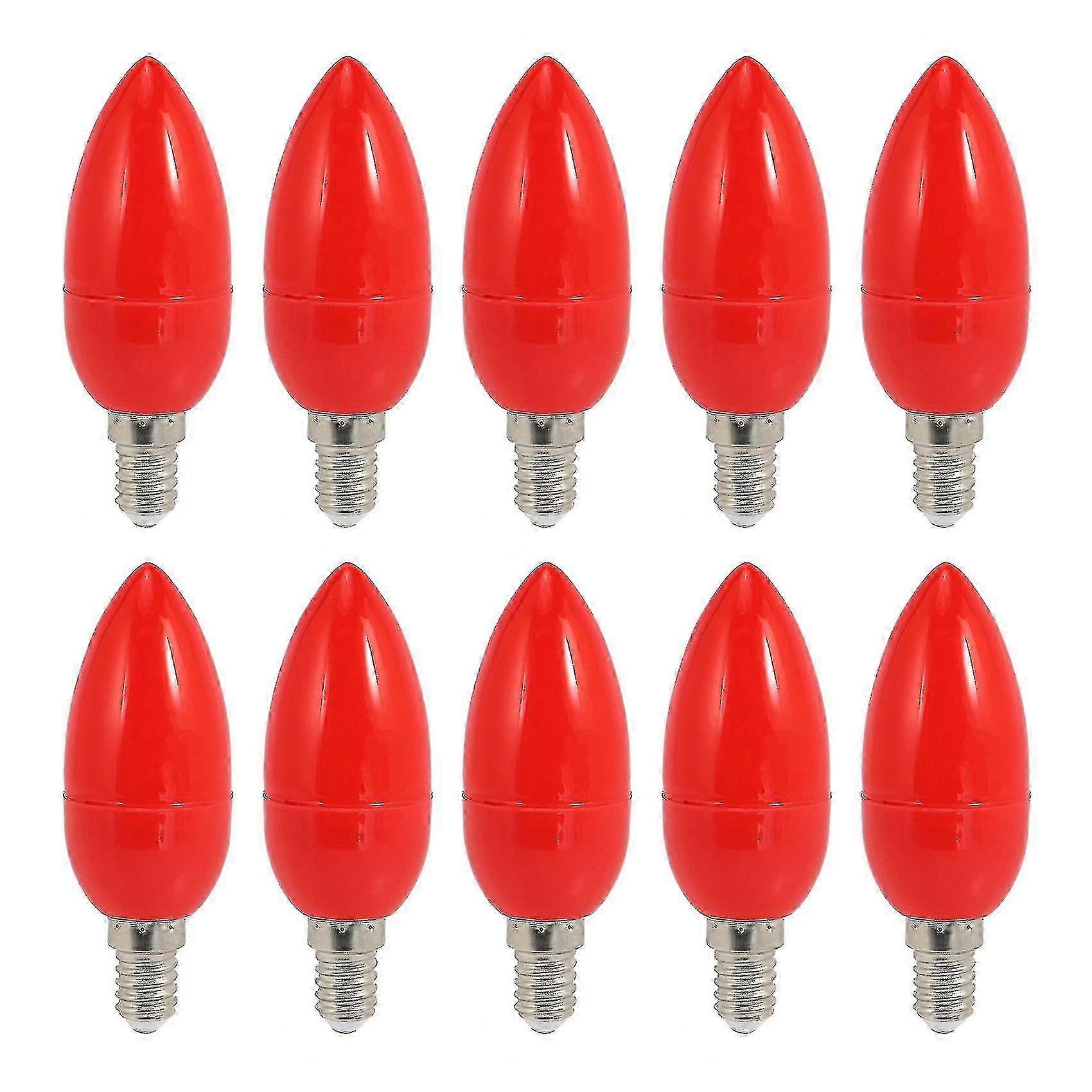 10x bougie led lumière bougie bougie lumière rouge chanceux lampe magique lampe bougie à économie d’énergie, E14--