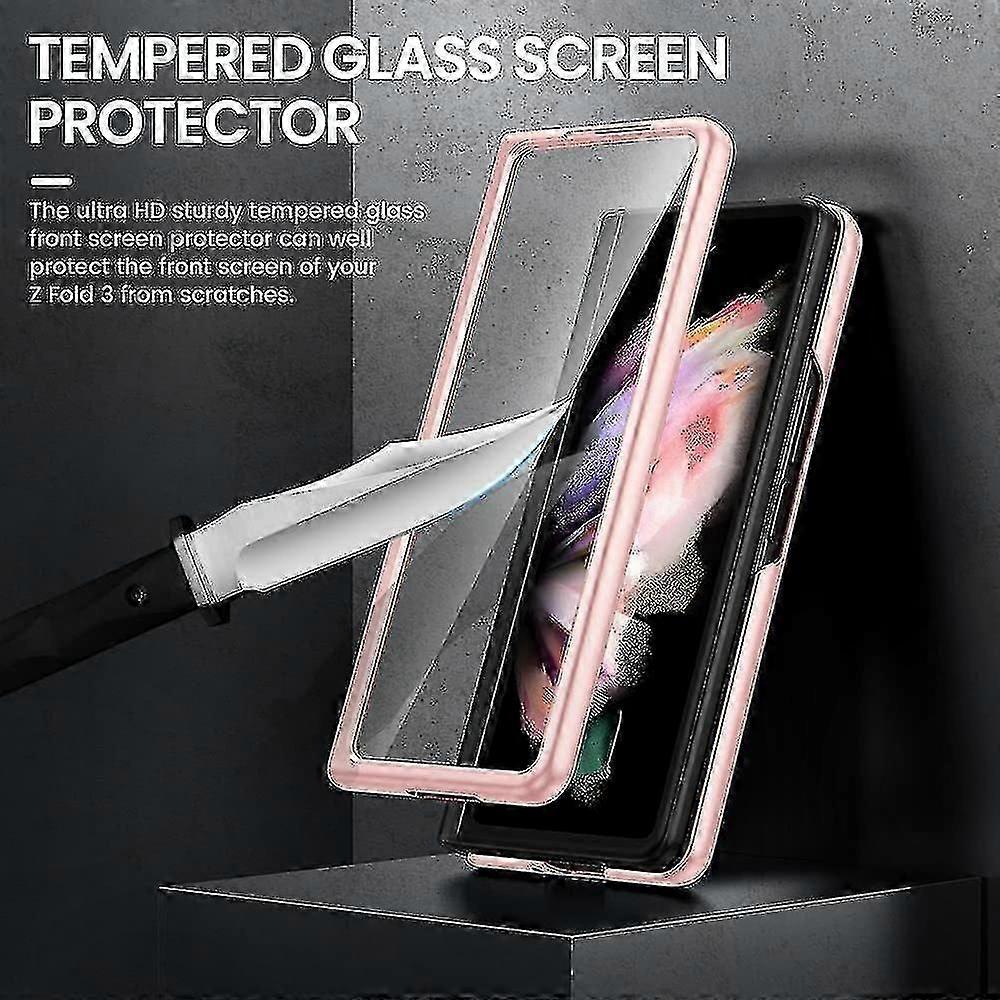 Genuine Leather Case with S Pen Holder and Front Screen Protector for  Galaxy Z Fold 3