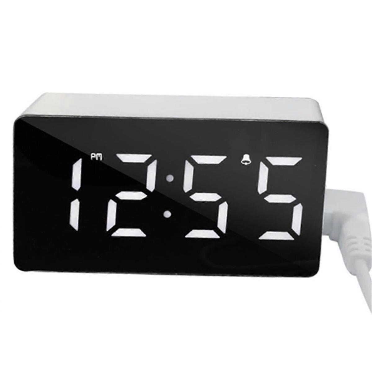 Digital Clock TEMP Date 3 Alarms Power-Off Memory Table Clock White