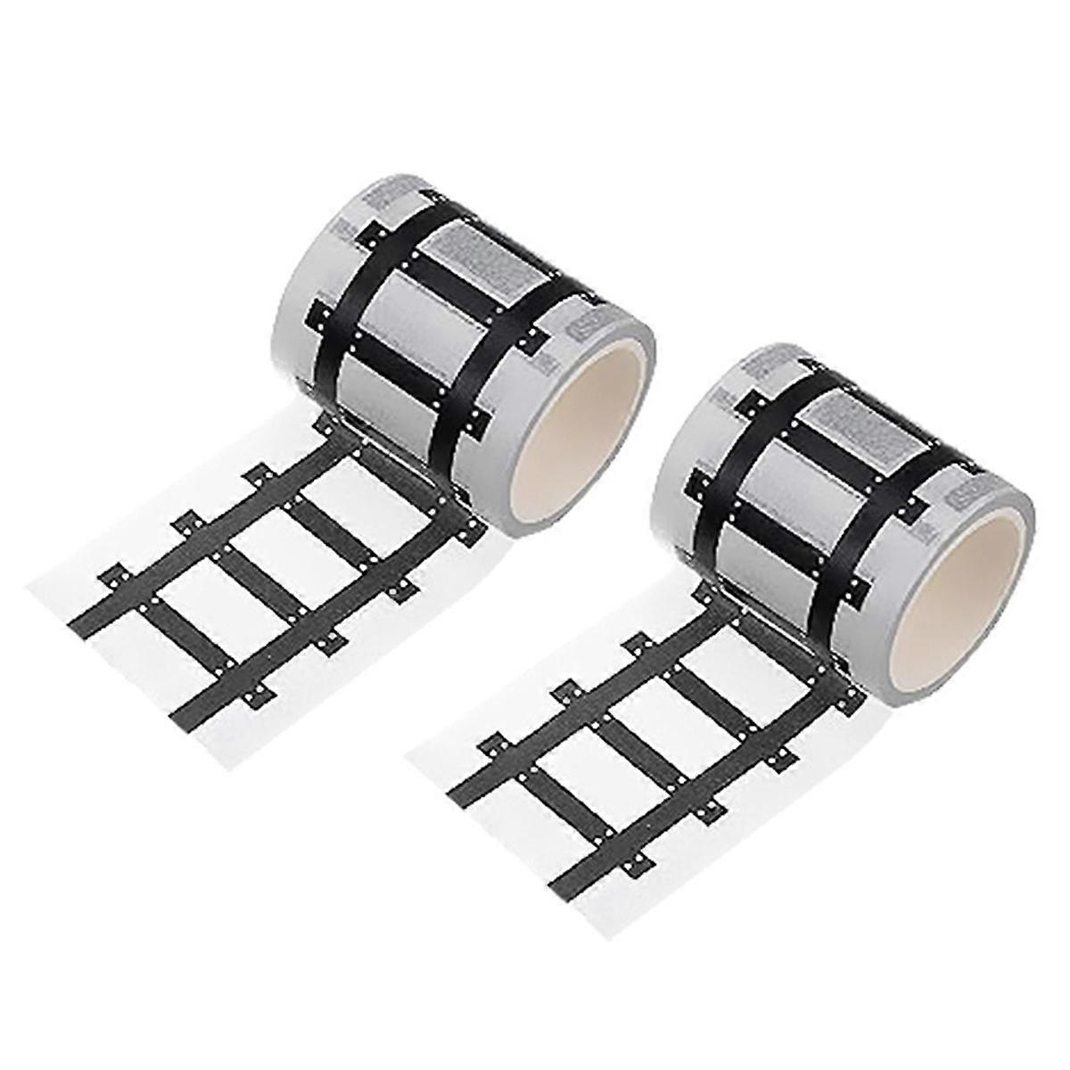 2pcs 33 Feet Black Art Journal Scrapbook Planner Tape Kids Cartoon DIY Road Track Traffic Paper Tape