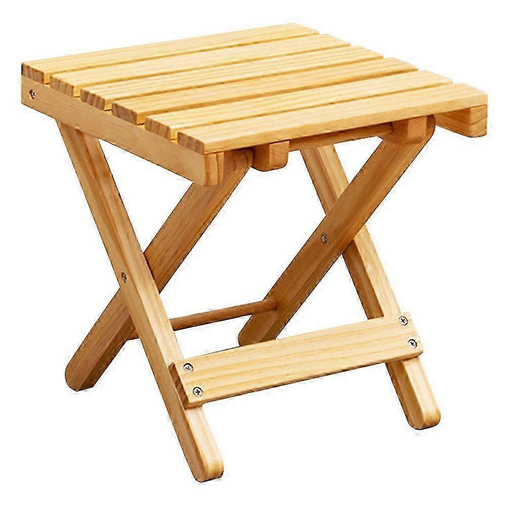Wood Folding Side Table, Portable Beach Table, Wine Table Stool, Small Square Design, Light Yellow, 28x26cm