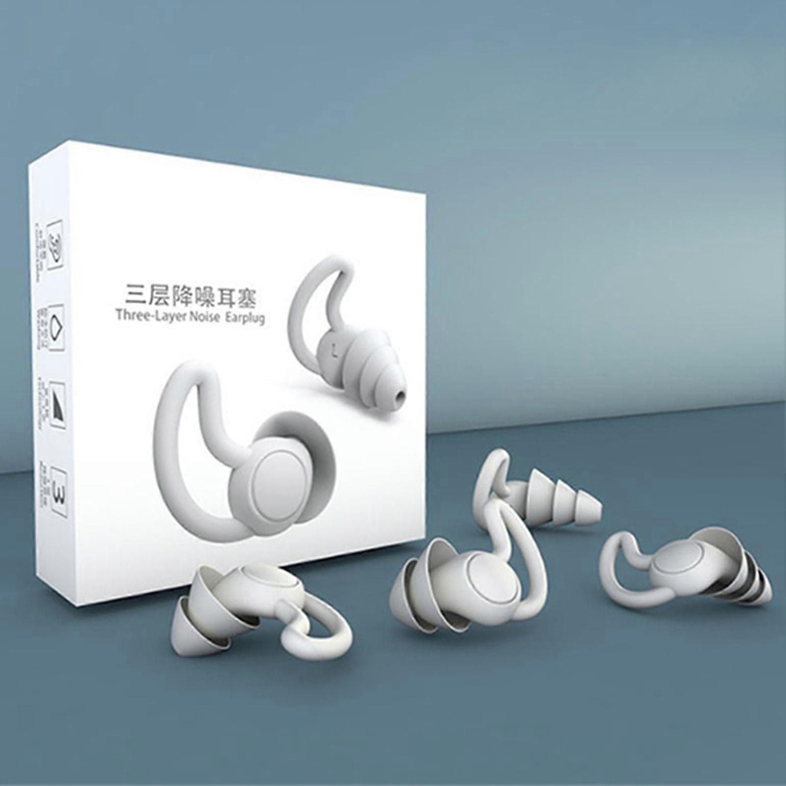 Sleeping Ear Plugs Noise Cancelling 3-Layer Soft Gray Latex