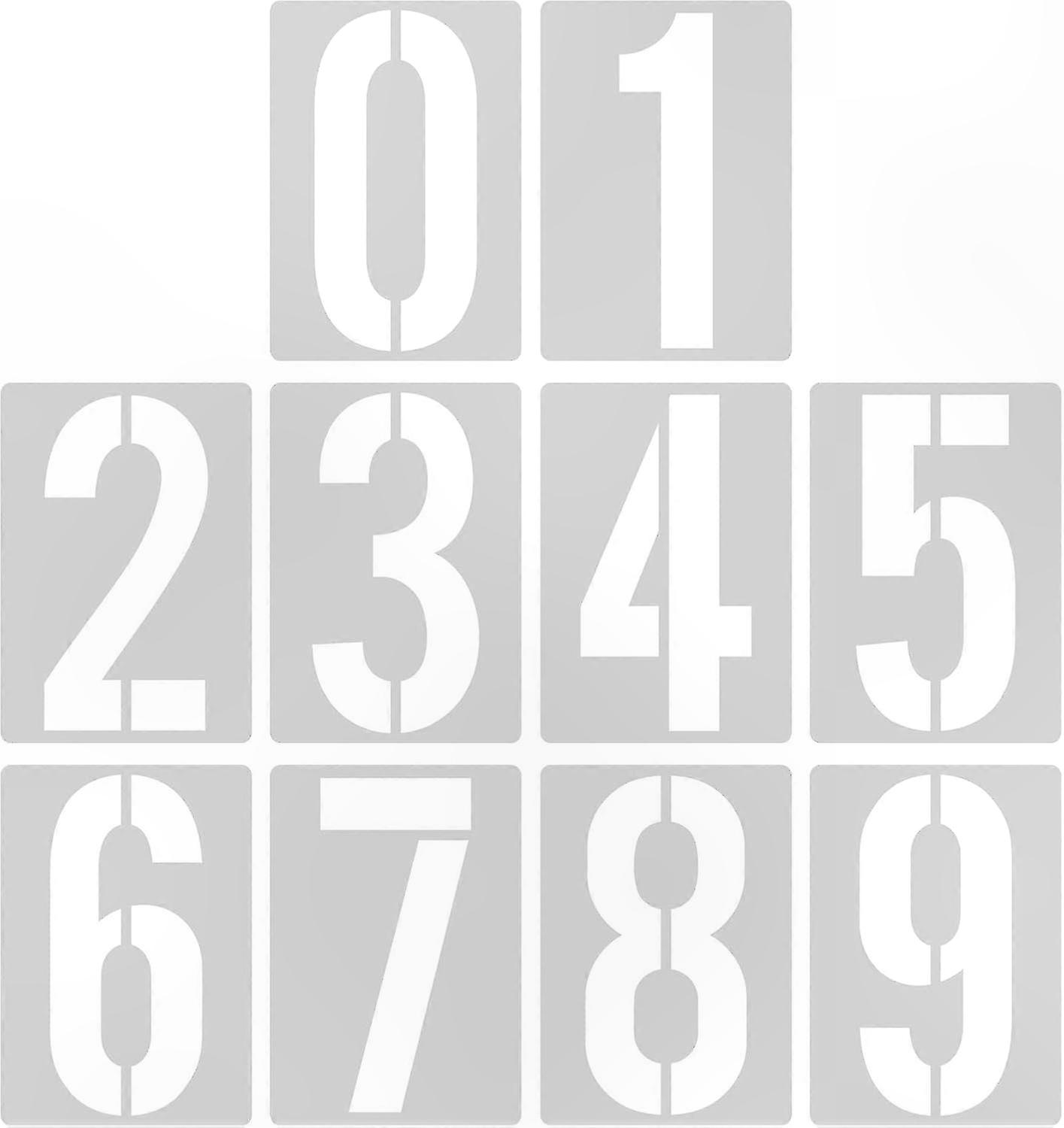 8-Inch Reusable Plastic Number Stencils, 0-9 Templates for Crafting and DIY Projects