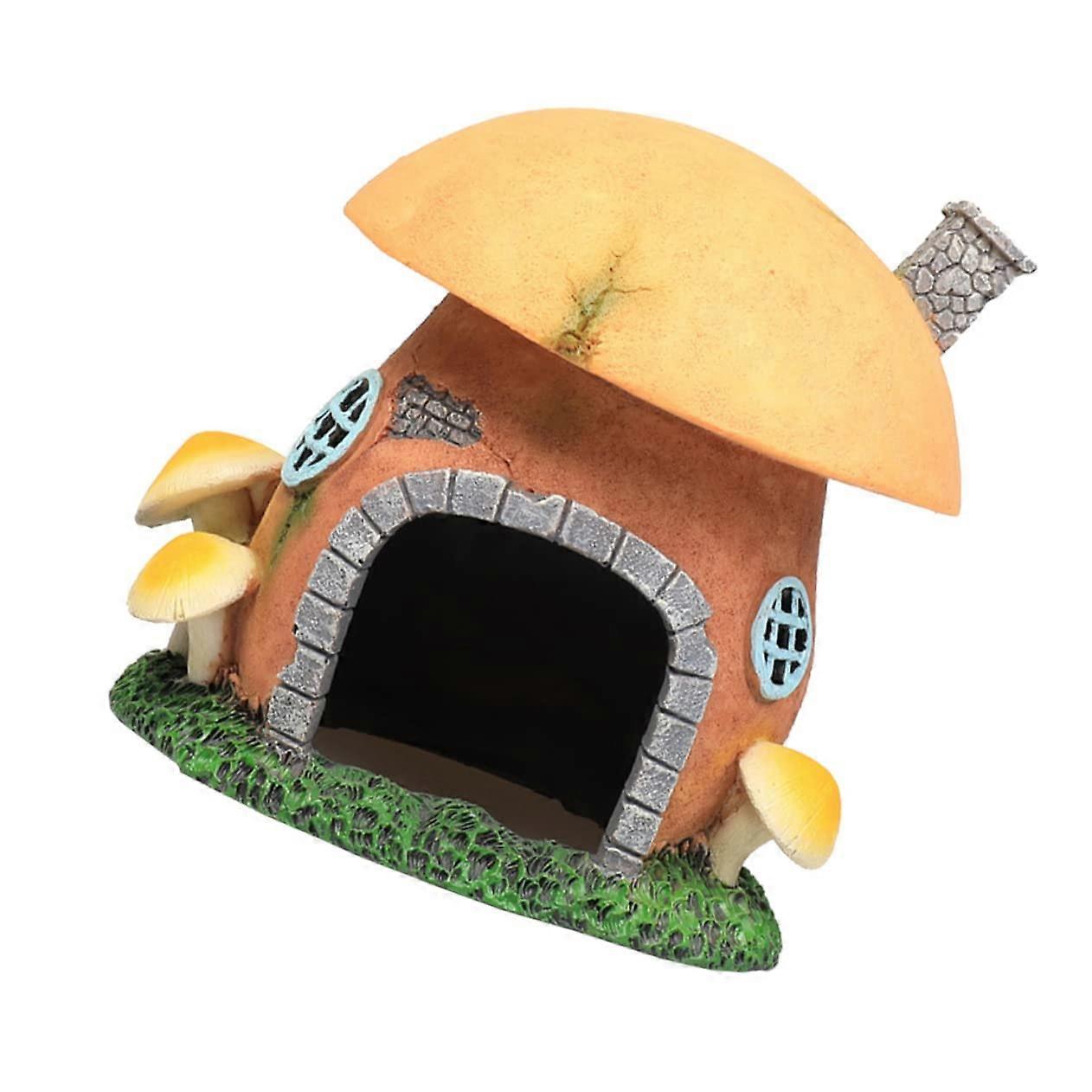 Reptile Hiding Cave Ornament Mushroom Castle Aquarium Decor For Tortoise Lizard And Frog Habitat Lightweight Durable