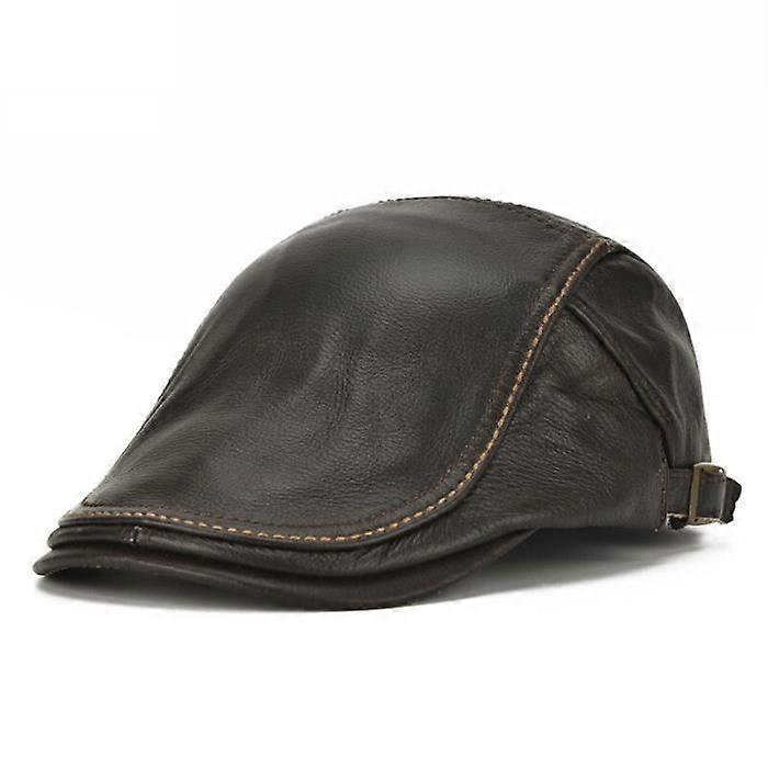 Men's Genuine Cowhide Leather Cap-Coffee Type