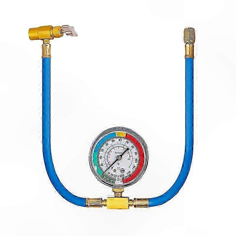 Automotive AC Charging Hose with Gauge for R134a Refrigerant Servicing Tool