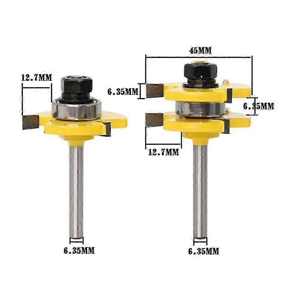Teeth Wood Splice Tenon Mortise Bit Wood Cutting Groove Woodwork Tongue and Groove Set Slotting Tool