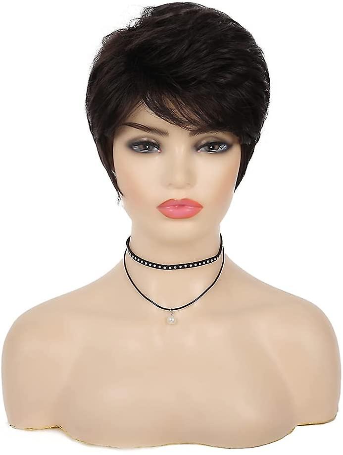Perruques noires courtes pour femmes noires Synthétique Stratifié Courte Perruque Bouclée Cosplay Remplacement