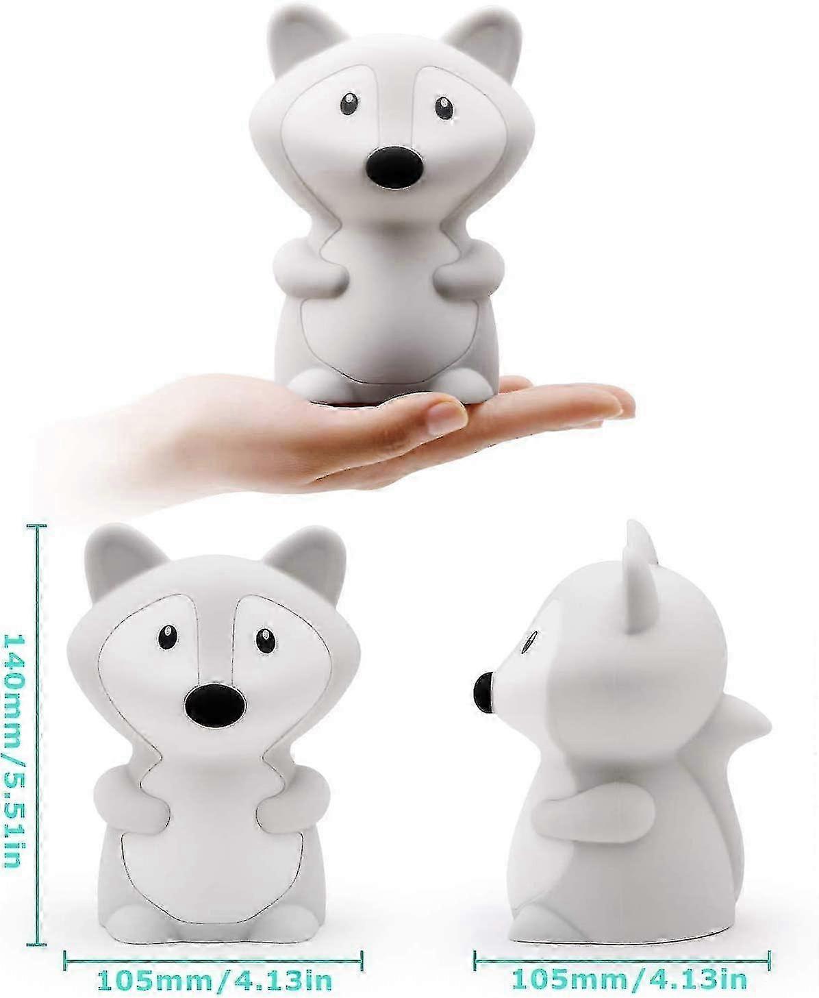 Children's Bedroom Night Light, Multicolor Fox Shape, Silicone Rechargeable Remote Control Version