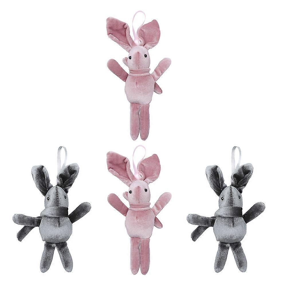 Rabbit Plush Toy Hanging Decoration for Kids Playing 4Pcs Assorted Color