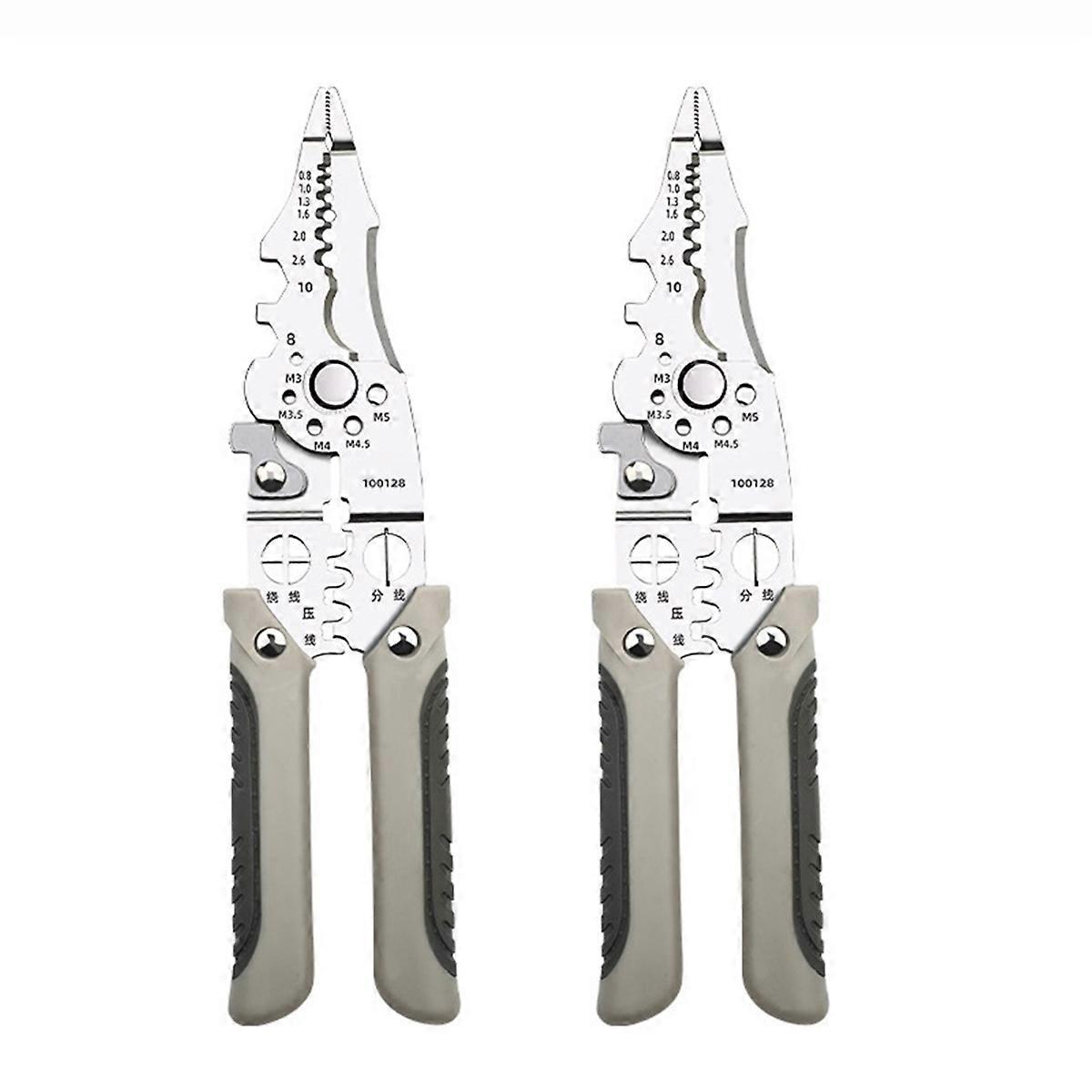 Multifunctional Wire Stripper Crimper Cable Cutter Pliers, 2Pcs