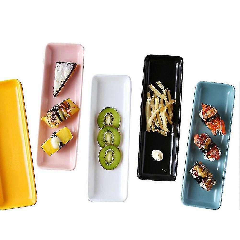 Pack Of 5 Colorful Ceramic Rectangular Serving Tray
