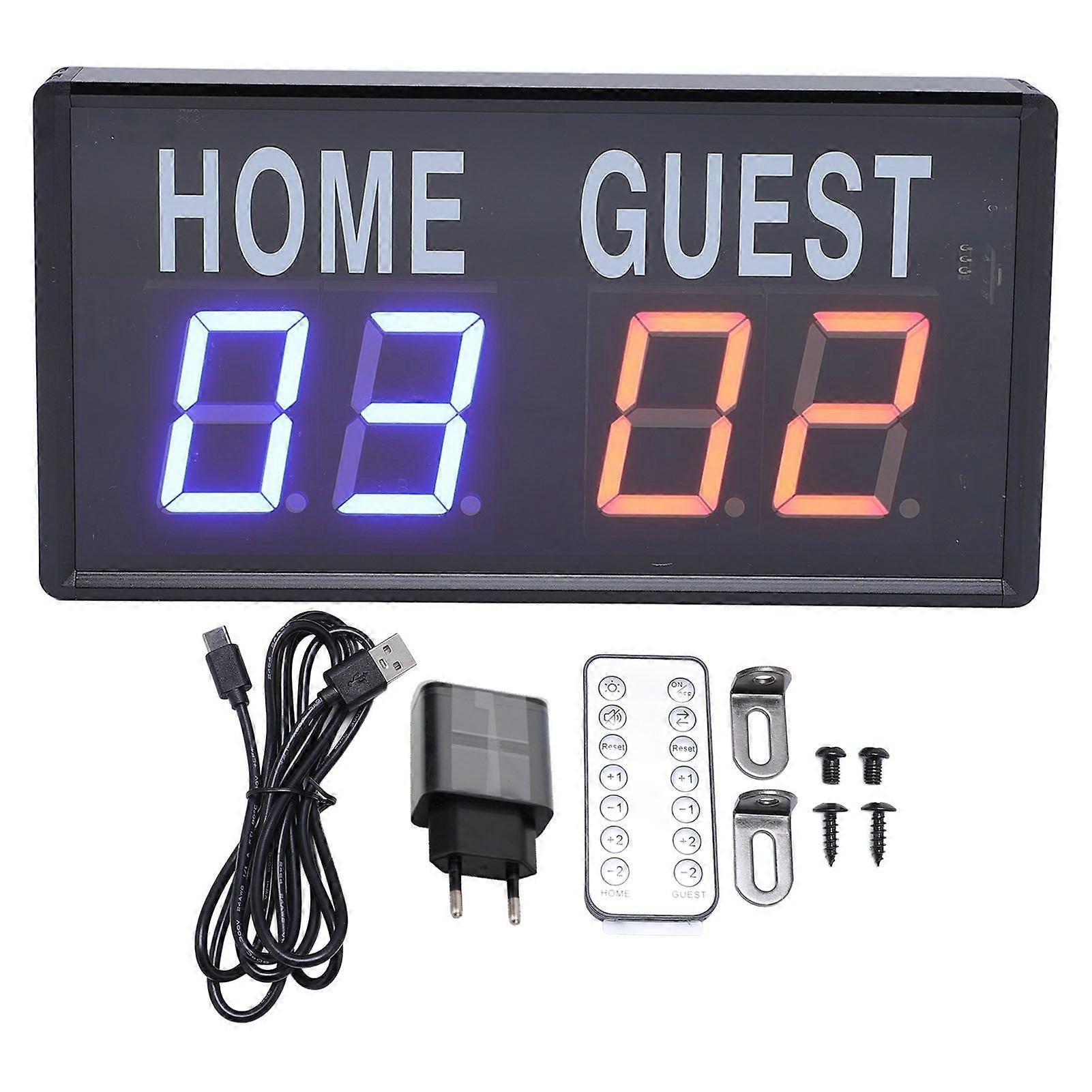 Electronic Basketball Scoreboard with Remote Control USB Power Supply LED Portable Score Keeper for Volleyball Badminton Game
