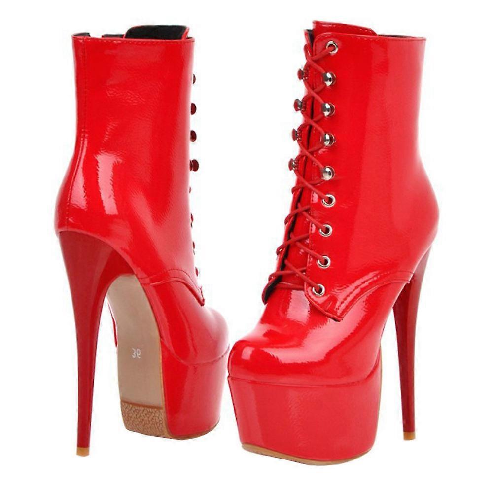 Boots Stage Short Patent High-Heel Woman Lacing Boots 2Pairs