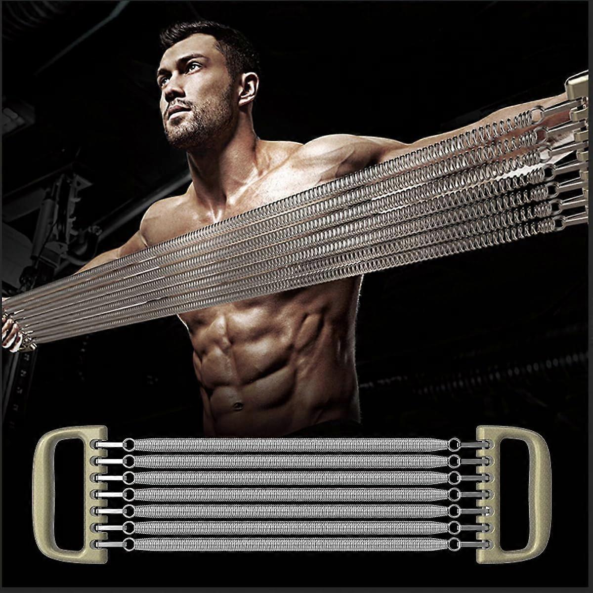 Chest Expander For Men With 7Spring Detachable Design Aluminum Alloy Handle Spring Steel For Home Fitness
