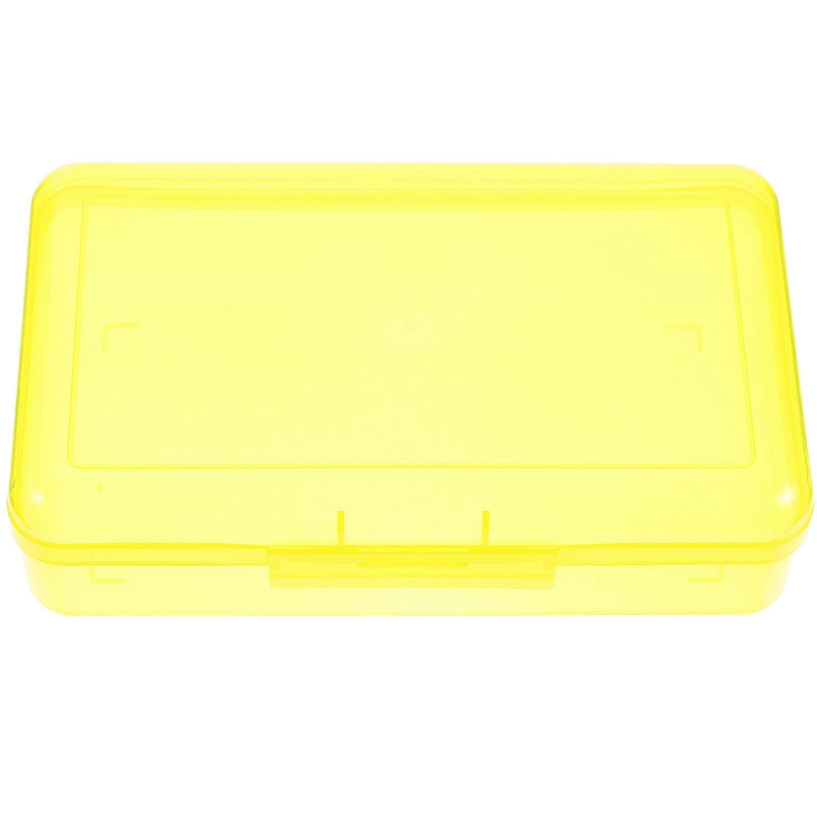 Yellow Portable Pencil Case for Storage Use 3Pcs Large Capacity Plastic Box