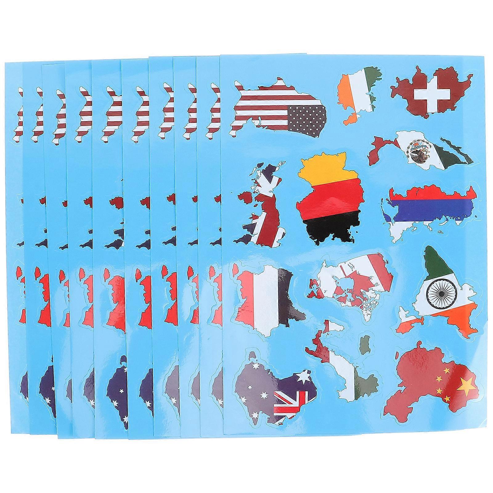 DIY Country Map Stickers Suitcase Decoration For Craft Makers Rectangular Shape 20Pcs
