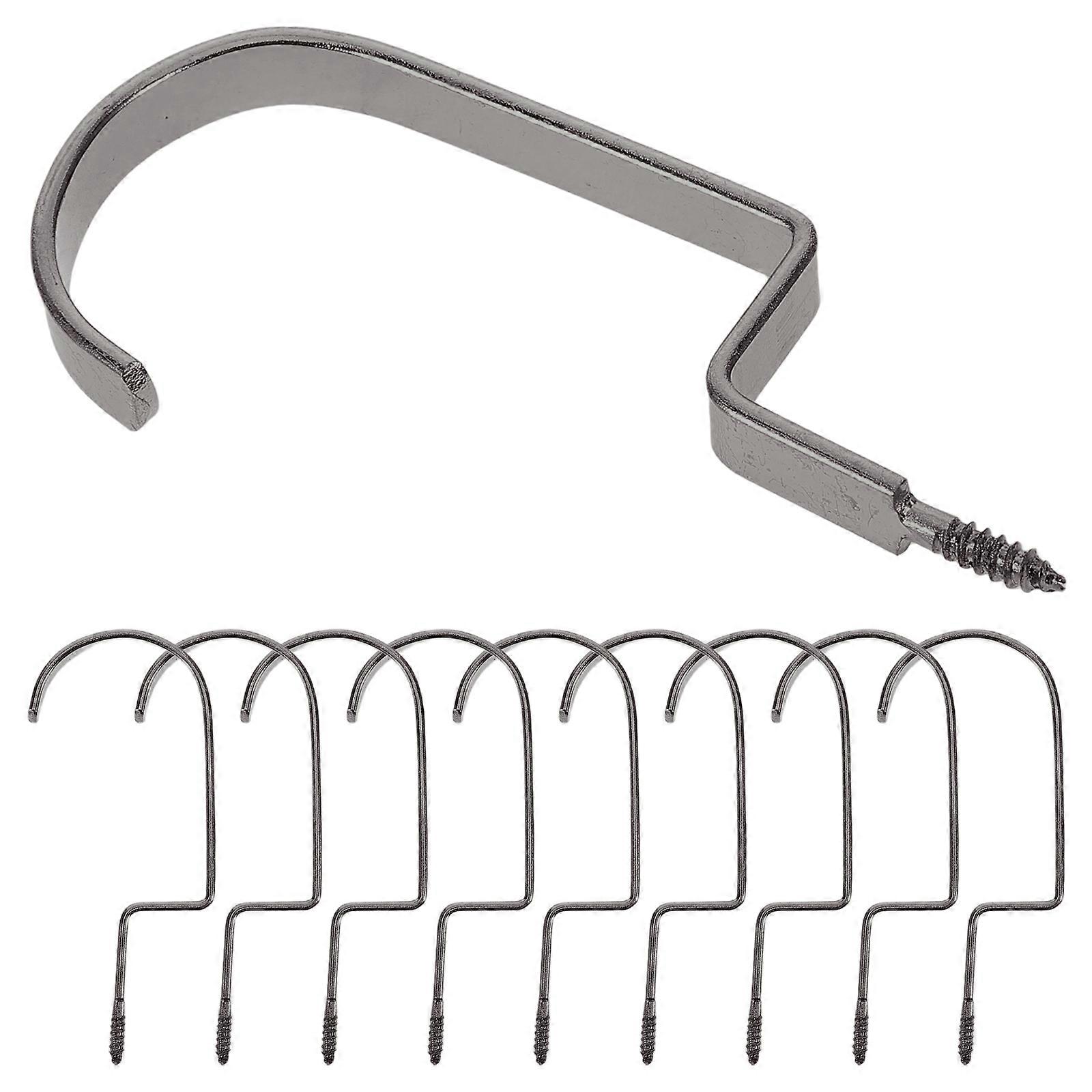 10Pcs Universal Wardrobe Hooks for Home Organization and Closet Enhancement in Black Metal with Extended Square Hook Function