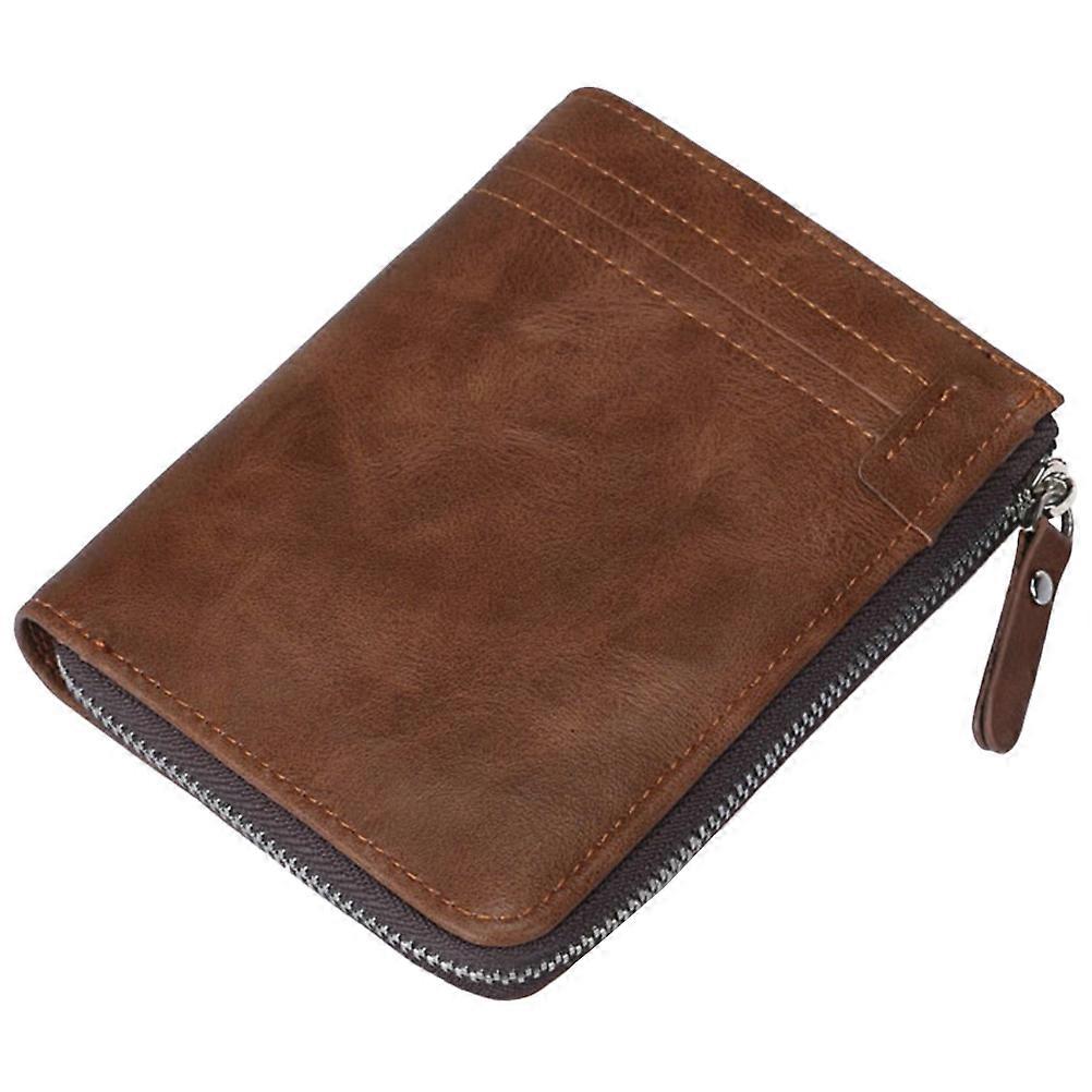 Men Wallet Zipper Style Multi-card Organizer For Daily Occasions Brown RFID Blocking 1Pcs