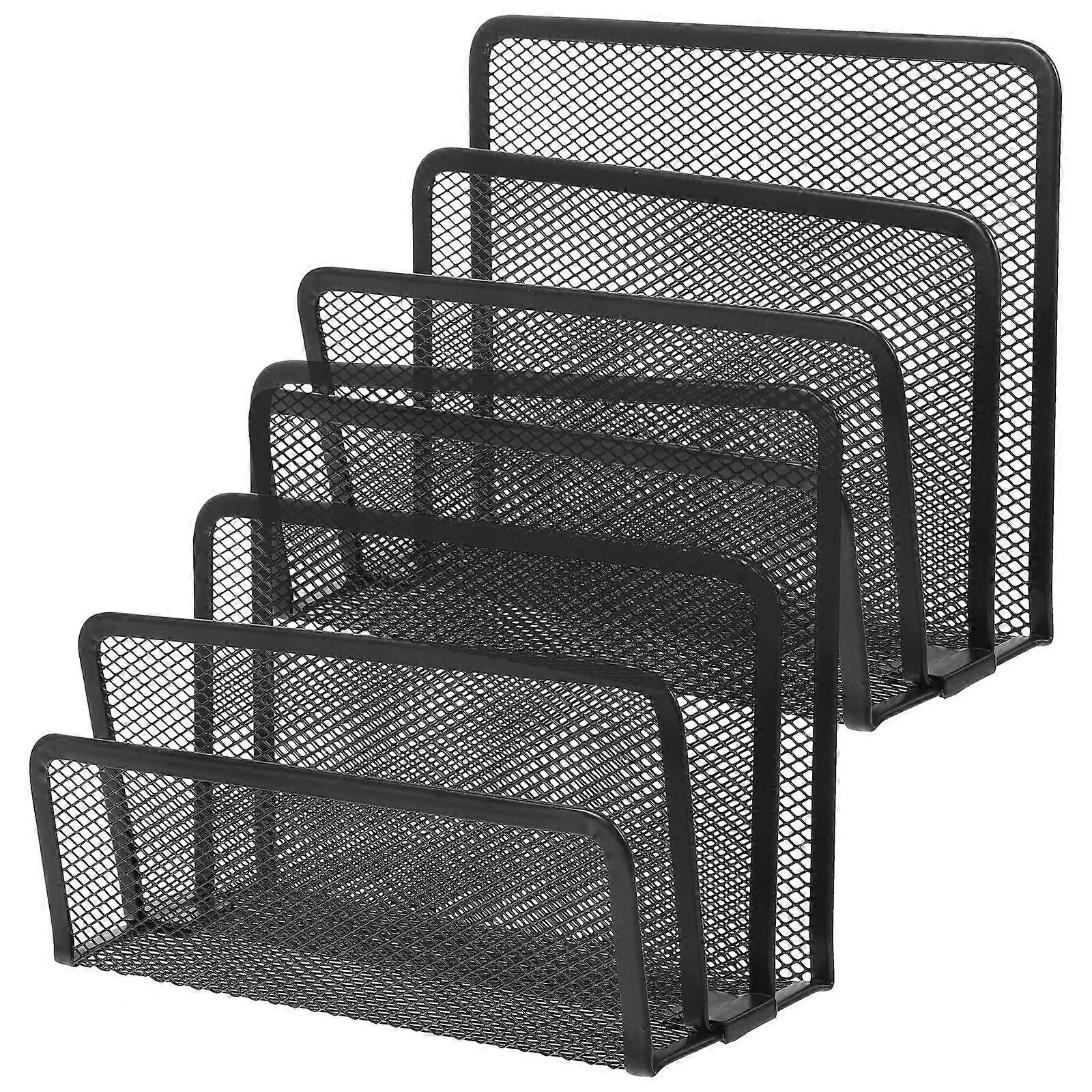 Document Holder With 6 Pcs Convenient Design For Office Use Black Iron Upright Storage Rack