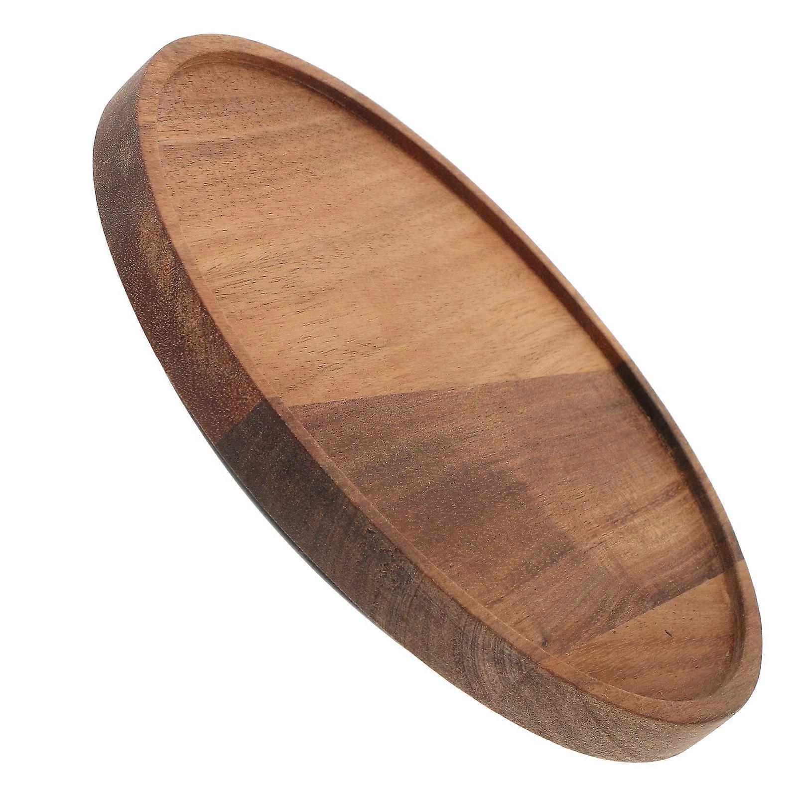 Round Shape Wooden Storage Tray Four Pack For Home Decoration Tea Time Elegant Serving Functionality