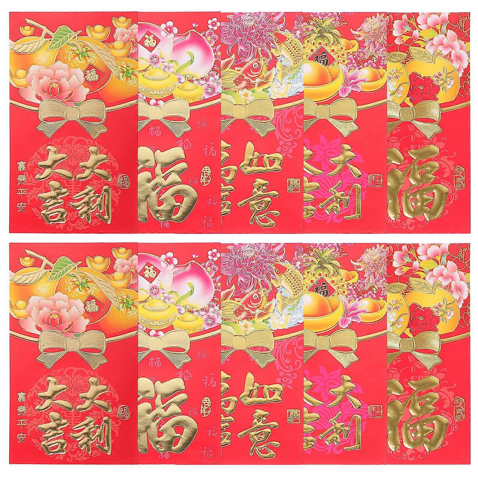 Hong Bao Red Money Packet for Wedding and Spring Festival Paper Rectangular Cash Storage 50Pcs